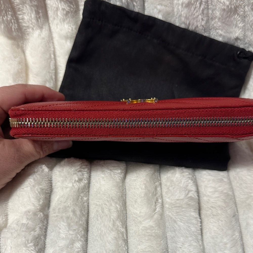 YSL Saint Laurent Cherry Red Quilted Wallet - Picture 3 of 10